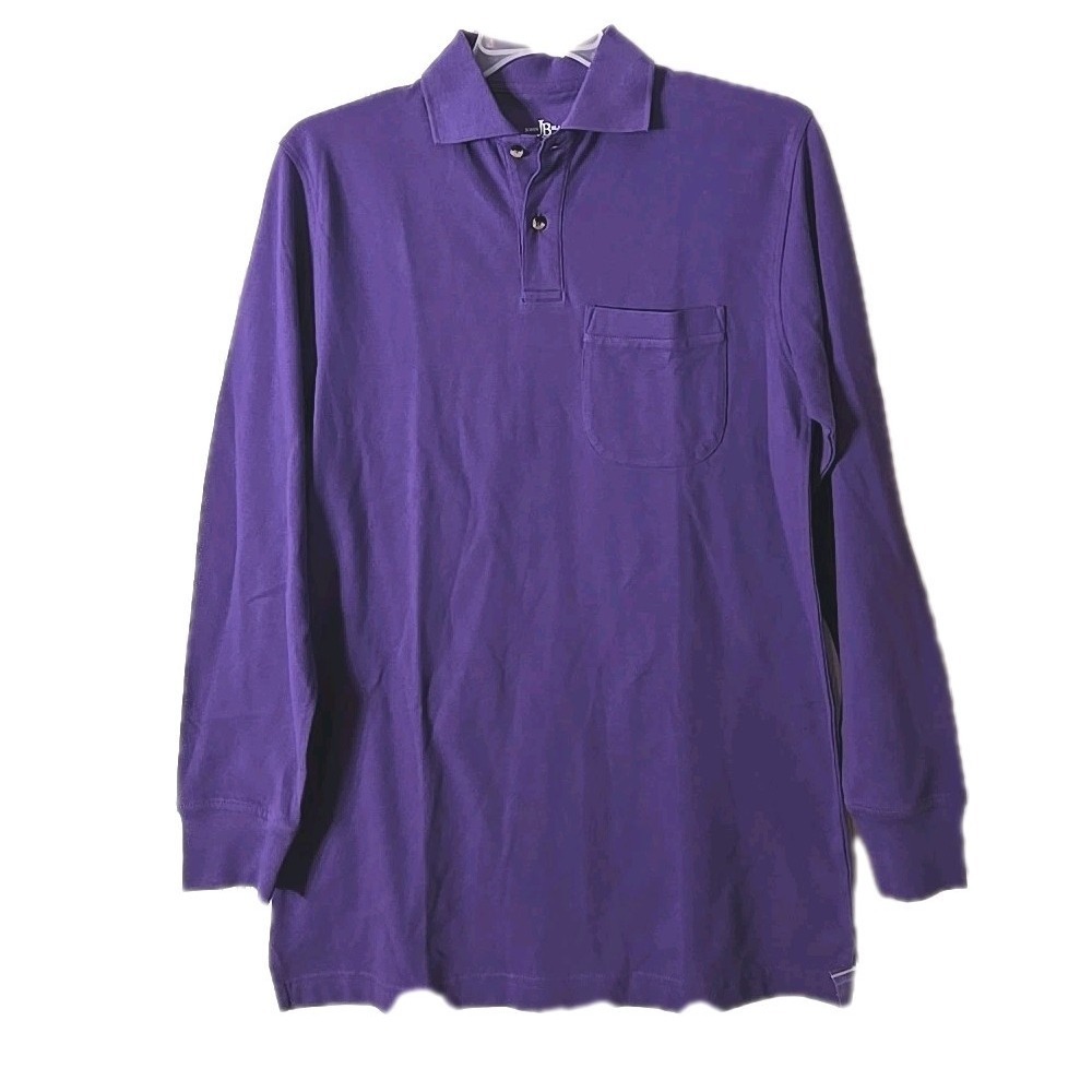 John Blair Mens Purple Long‎ Sleeve Pullover Quarter Button Polo Shirt Size M